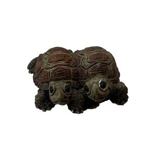 VTG Vintage Stone Critter Littles Tortoise  Looking  Small Twin Turtles Figurine